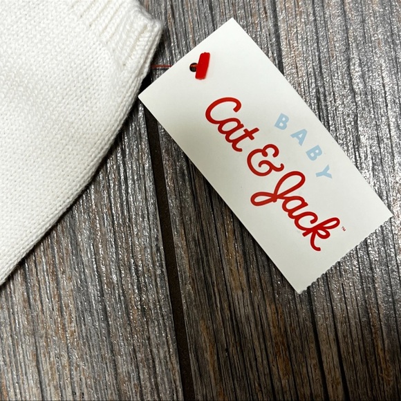 Cat & Jack Baby Girl 18 Months Grey Gray White Sweater Jumper One Piece Outfit - Picture 8 of 13